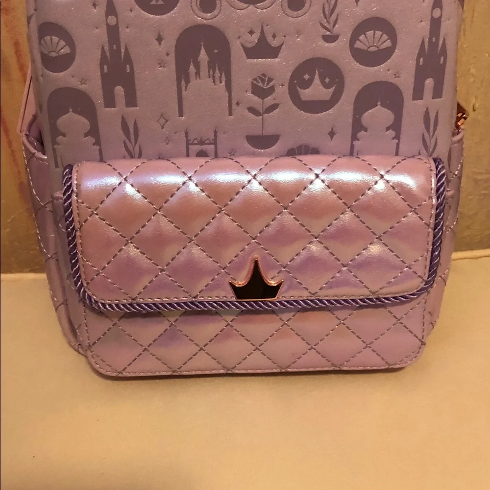 Loungefly Disney Princess iridescent all over print  Backpack Hard Tag New!